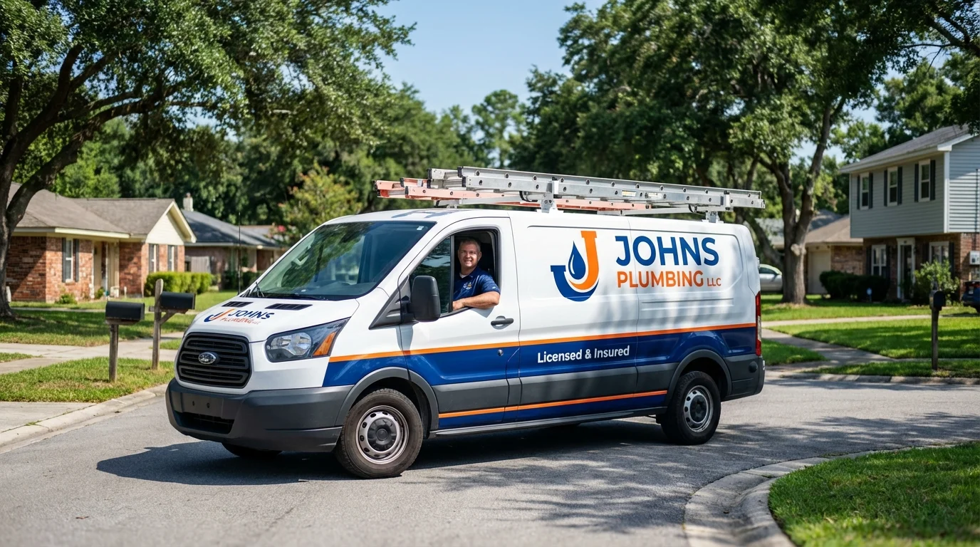 Johns Plumbing LLC service van in Elkridge, MD